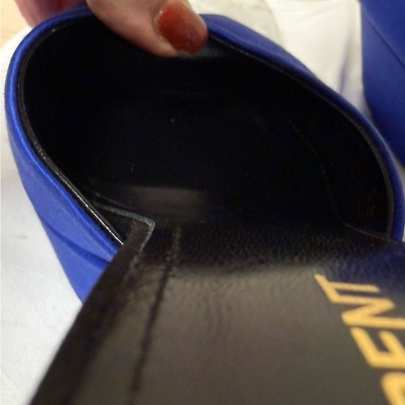 Saint Laurent Blue Satin Jodie Peep Toe Platform, EUC, Size 38 (8.) - Picture 14 of 16